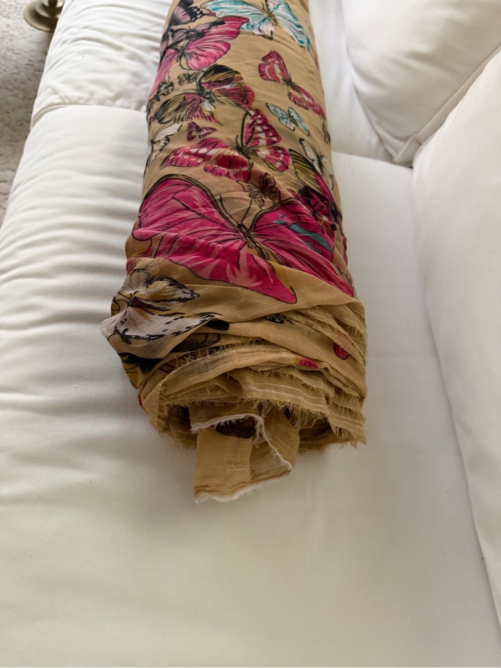 Gauze fabric Pink & Purple Butterfly Print Scarf
